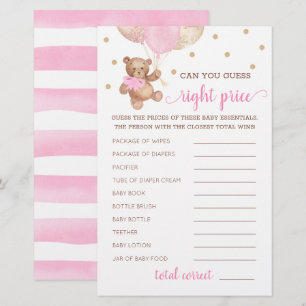 Guess Right Price Game Baby Shower Teddy Bear 