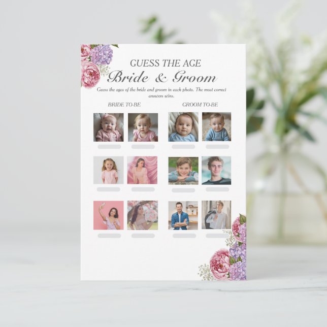Guess the Age Bridal Shower Floral game Invitation (Standing Front)