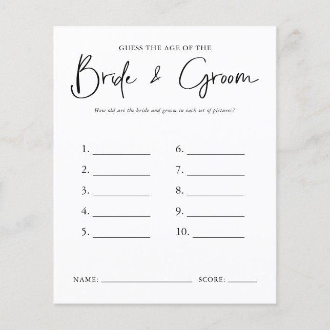 Guess The Age | Bridal Shower Game (Front)