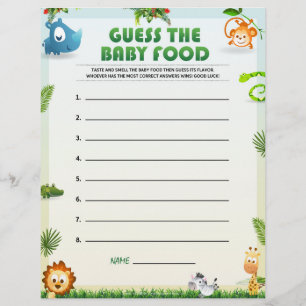 Guess The Baby Food [Animal Theme] Letterhead