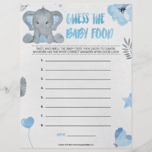 Guess The Baby Food [Baby Elephant [Blue]] Letterhead
