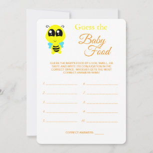 Guess the Baby Food   Baby Shower Bee Game Card