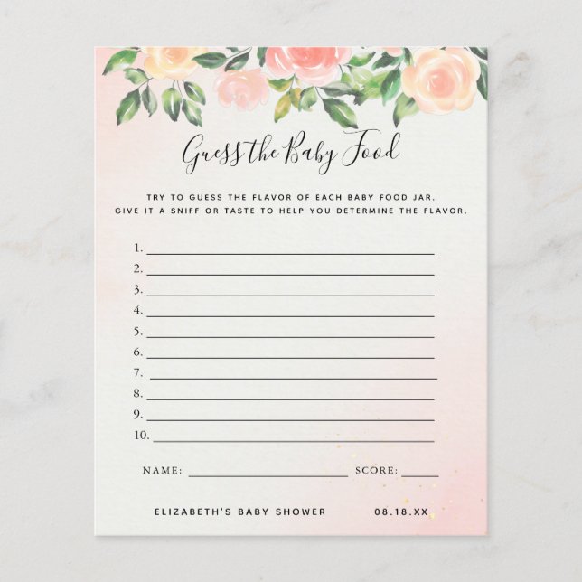 Guess the Baby Food | Baby Shower Game (Front)