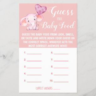 Guess the Baby Food   Baby Shower Game Card
