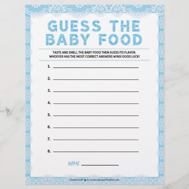 Guess The Baby Food [Luxury Lace [Blue]] Letterhead (Front)