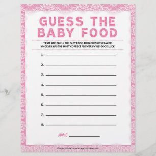 Guess The Baby Food [Luxury Lace [Pink]] Letterhead