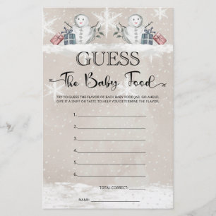 Guess The Baby Food Snowman Baby Shower Game