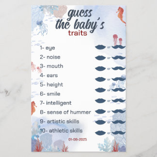 guess the baby Game Under the Sea Baby Shower  Flyer