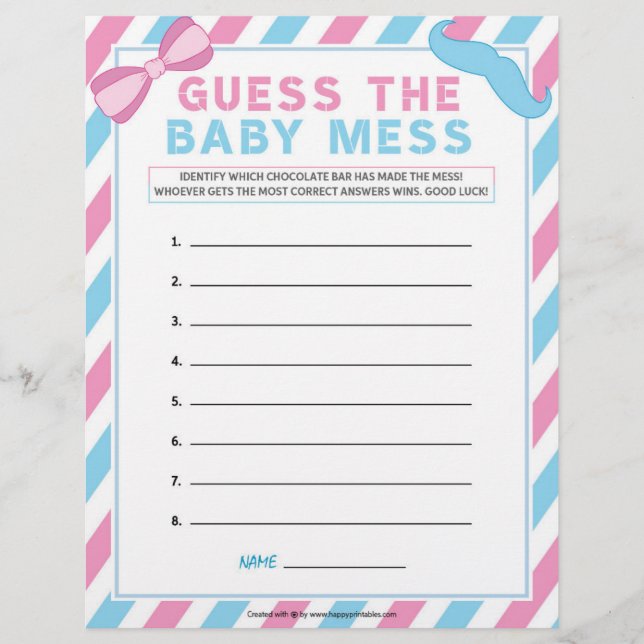 Guess The Baby Mess [Gender Surprise] Letterhead (Front)