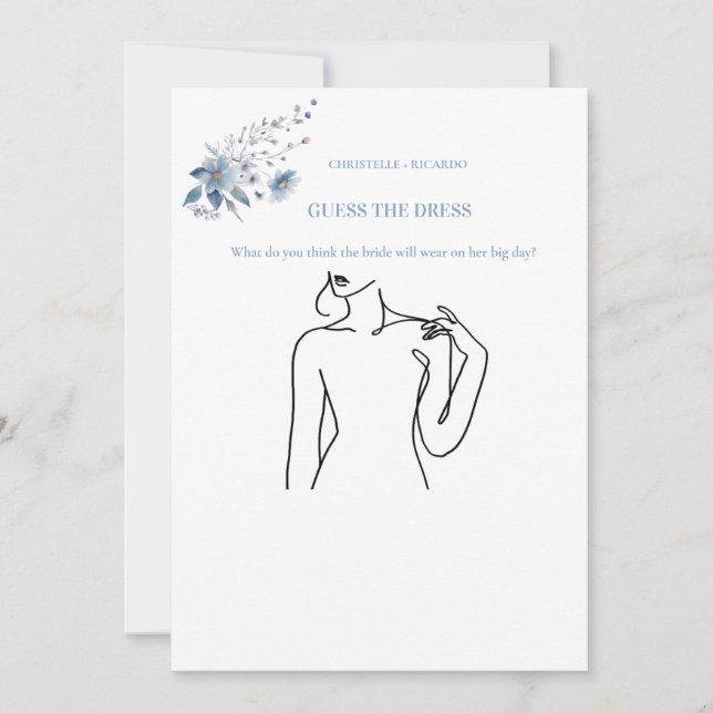 Guess the bride dress bridal shower game Card (Front)