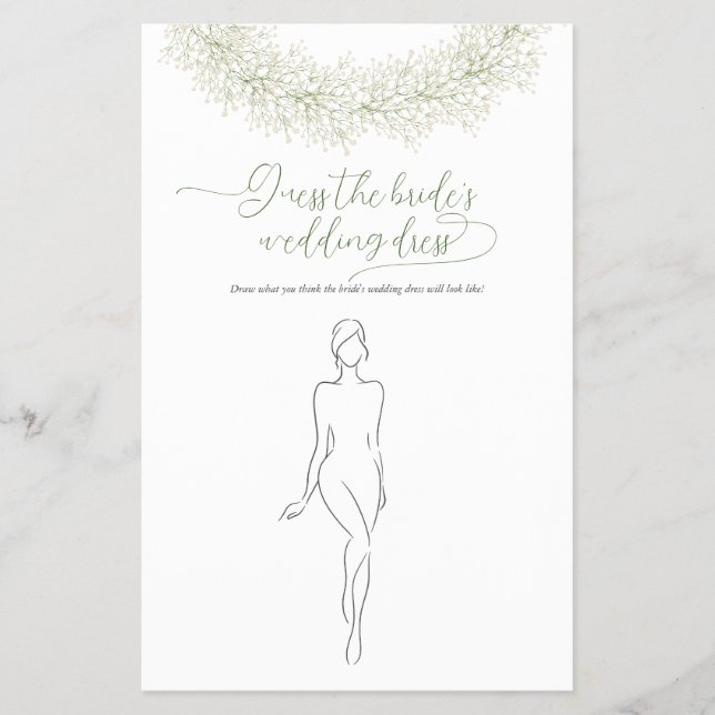 Guess The Bride’s Wedding Dress Bridal Shower Game Flyer (Front)