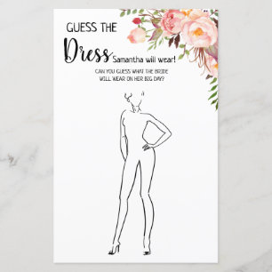 Guess the dress bridal shower english spanish game