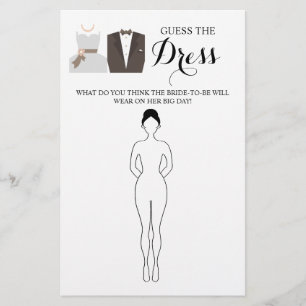 Guess the Dress Bridal Shower Game Card