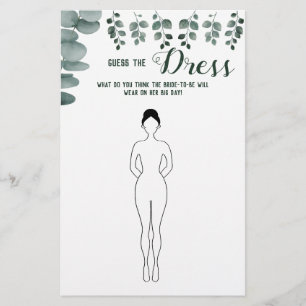 Guess the Dress Eucalyptus Bridal Shower Game Card