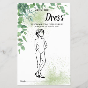 Guess the Dress Eucalyptus Bridal Shower Game Card
