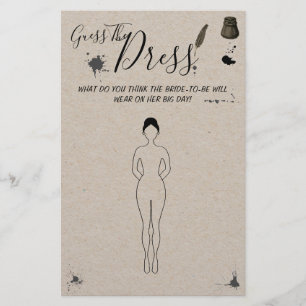Guess the Dress Pen & Inkwell Shower Game Card