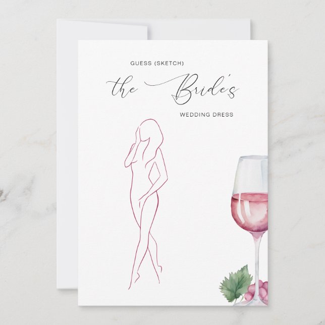 Guess The Dress Vino before Vows Bridal Game Invitation (Front)