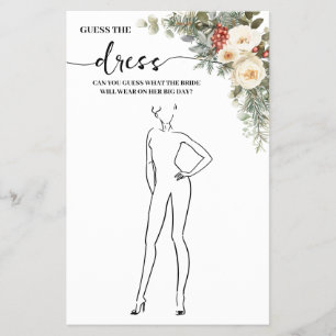 Guess the Dress Winter Bridal Shower Game Card