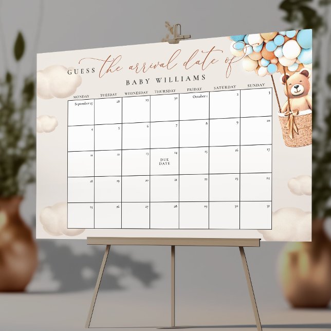 Guess The Due Date Calendar Light Blue Poster (Creator Uploaded)