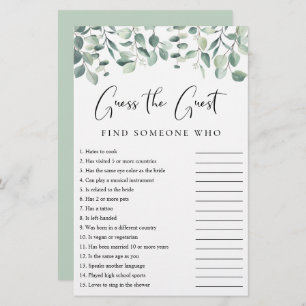 Guess the Guest Eucalyptus Shower Game