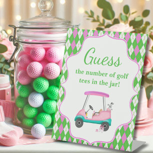 Guess the Number Golf Tees Baby Shower Golf Cart Pedestal Sign
