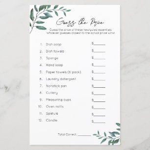 Guess the Price - Bridal Shower Game