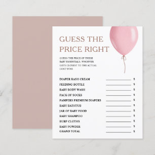 Guess The Price Pink Balloon Girl Baby Shower Game