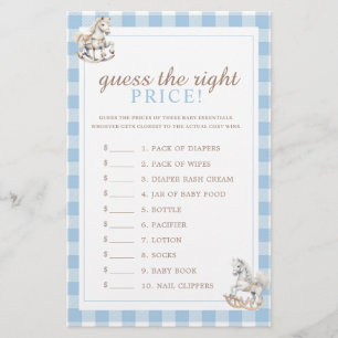 Guess the Price Rocking Horse Baby Shower Game