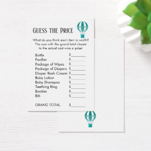 Guess the Price Teal Hot Air Balloon Game Cards