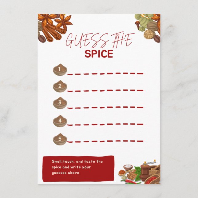 Guess the Spice Party Game Enclosure Card (Front)
