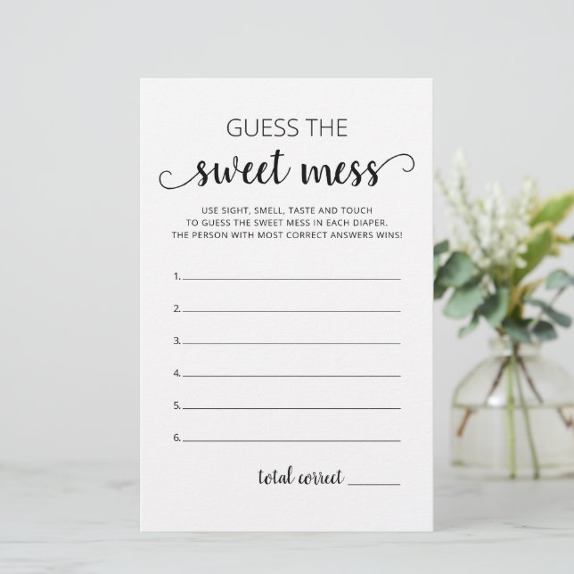 Guess the Sweet Mess Baby shower Game (Standing Front)