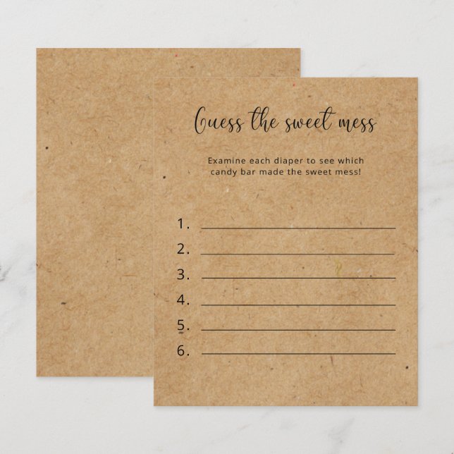 Guess the Sweet Mess - Baby Shower Game (Front/Back)