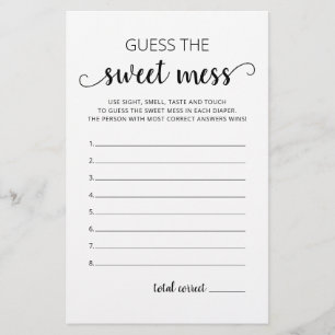 Guess the Sweet Mess Baby shower Game
