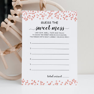 Guess the Sweet Mess Baby shower Game Card