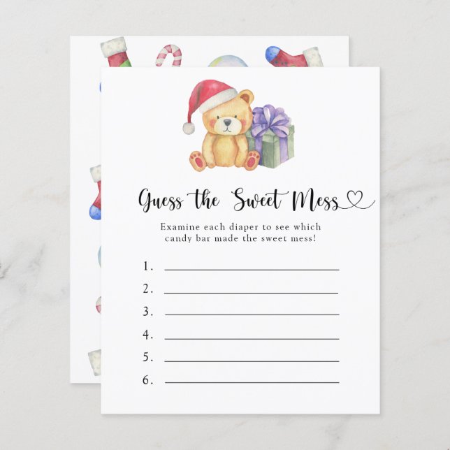 Guess the Sweet Mess game - Winter bear (Front/Back)