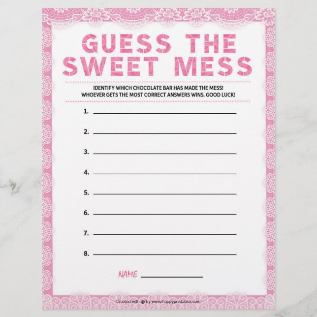 Guess The Sweet Mess [Luxury Lace [Pink]] Letterhead (Front)