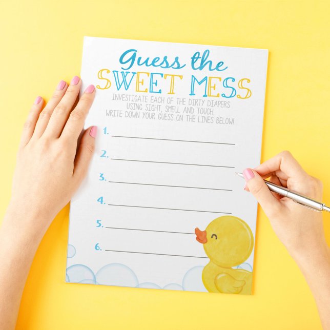 Guess The Sweet Mess Rubber Duck Game Answer Notepad (Guess the Sweet Mess Watercolor Rubber Duck Baby Shower Game Pack of 40 Answer Sheets)