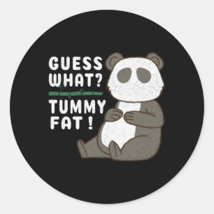 Guess W Tummy Fat Chubby Panda Sugar Cane Classic Round Sticker