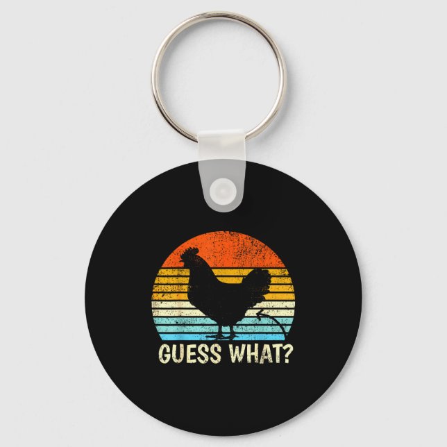 Guess What_ Chicken Butt! Farm Joke Funny Chickens Keychain (Front)