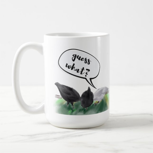 Guess What? Chicken Butt Stylized Chickens & Joke Coffee Mug (Left)