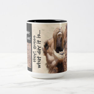 Guess what day is is... quarantine hump day Two-Tone coffee mug