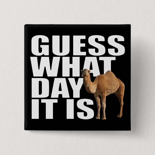 Guess What Day It Is Hump Day Camel 2 Inch Square Button (Front)