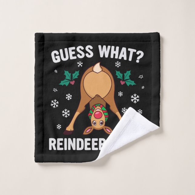 Guess What Reindeer Butt Christmas Joke Wash Cloth (Wash Cloth)