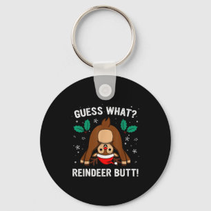 Guess What Reindeer Butt Mens &amp; Boys Funny Ugl Keychain