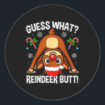 Guess What Reindeer Butt Xmas Santa Funny Christma Classic Round Sticker<br><div class="desc">Guess What Reindeer Butt Xmas Santa Funny Christmas Reindeer</div>