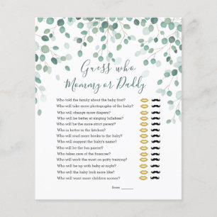 Guess Who Baby Shower Game Eucalyptus Leaves