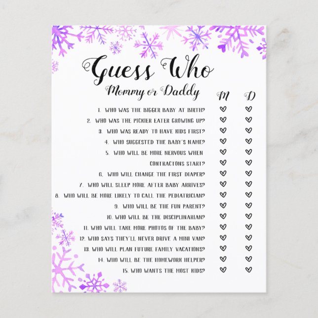 Guess Who Baby Shows Game - Baby It's Cold Outside Flyer (Front)