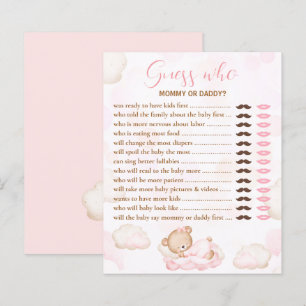 Guess Who Bear Pink Baby Shower Game
