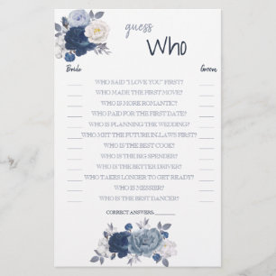 Guess Who Bridal game Card Flyer