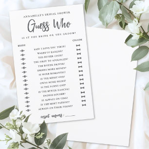 Guess Who Bridal Shower Game